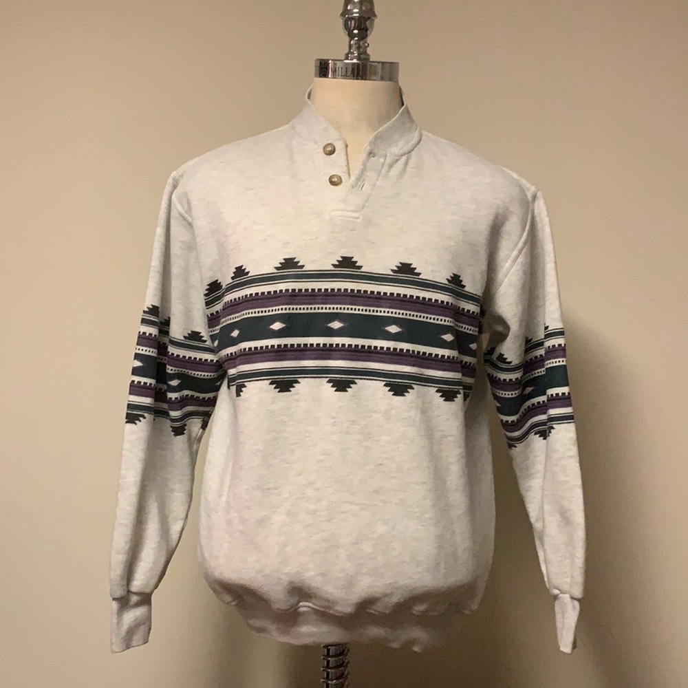Vintage Aztec Print Crewneck Sweatshirt